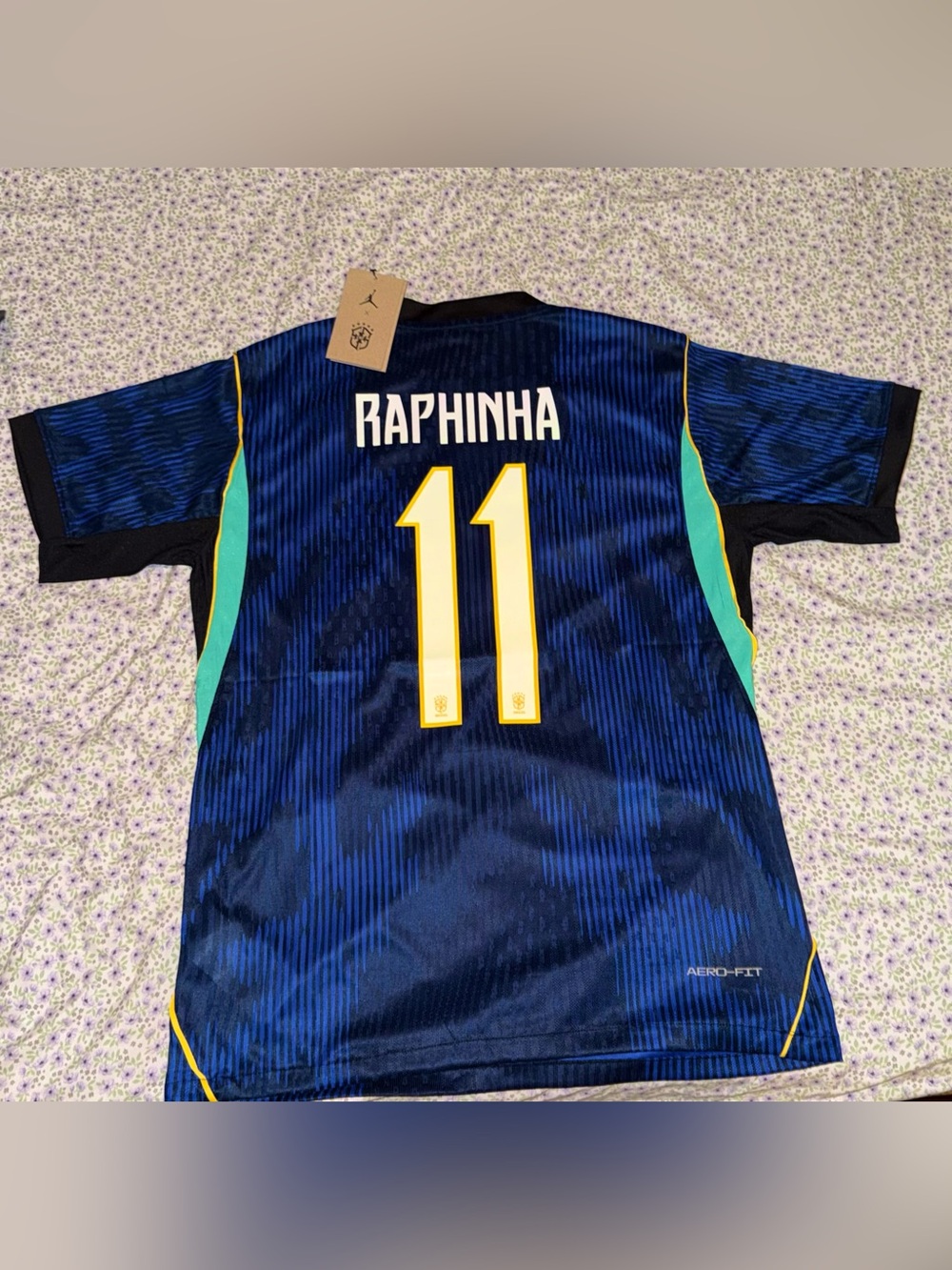 Brazil Away Raphinha #11 2026 World Cup Slim Fit Navy Blue and Black